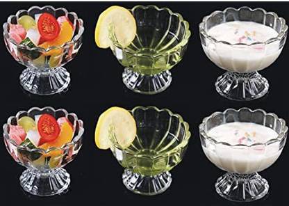 CRAZYABBS Glass Dessert Bowl Ice Cream Bowls Dessert Bowls Sundae Bowls Set Glass Dessert Bowl Disposable