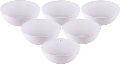 Heart Home Plastic Serving Bowl Plastic Dishwasher Safe Round Bowls|Katori for Kitchen|250 ML|Pack of 6|White