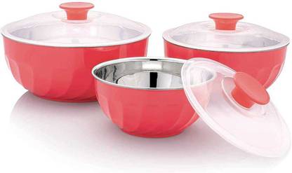 PRAGATI SALES Plastic Mixing Bowl Flourish Bowls Set Kitchen Storage Microwave Utensils Mixing with LID