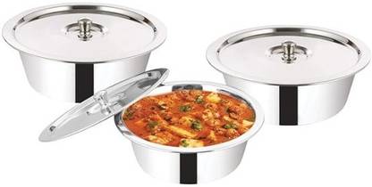 SAURABH STEEL Stainless Steel Serving Bowl SAURABH STEEL RICE DONGA SET OF 3