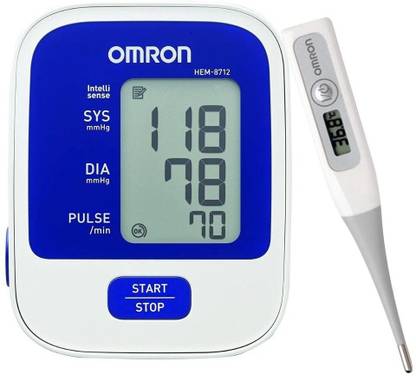 OMRON 8712 Intelli Sense & Clinically Validated BP with MC-343F Flexi Thermometer 8712 Automatic Blood Pressure Monitor Bp Monitor