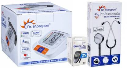 Dr. Morepen BP-15 BP Monitor and Stethoscope ST-01A for 25 strips combo pack ST-01A, BP-15, STRIPS Bp Monitor