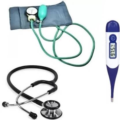RnB Combo Aneroid Sphygmomanometer Doctor Manual Blood Pressure Monitor with Professional Stethoscope and Digital Thermometer Set Bp Monitor