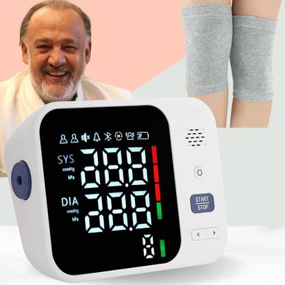 Aika Rechargeable Digital Blood Pressure Monitor with Dual Power Options & Hypoallergenic Knee Cap with 4-Way Stretch for Uniform Compression Bp Monitor