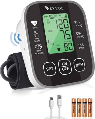 DR VAKU Digital Blood Pressure Machine Upper Arm Adjustable Cuff Kit with Most Accurate Measurement Talking Function Intellisense Technology Bp Monitor