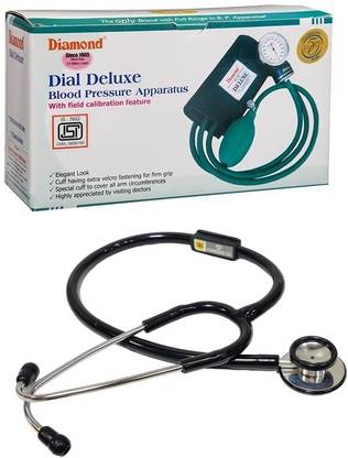 DIAMOND Dial Deluxe Blood Pressure Apparatus With 3S Black Stethoscope Bp Monitor