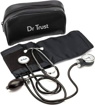 Dr Trust (USA) Clock Dial Type Aneroid Palm Manual Professional Sphygmomanometer with Stethoscope & Pressure Gauge Blood Pressure Machine (Adult Cuff & Carry Case Included) Bp Monitor
