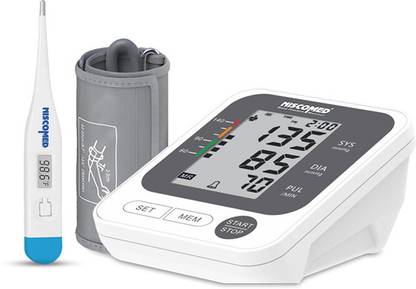 NISCOMED PW-215 Fully Automatic Portable Digital Blood Pressure Monitoring Machine LCD Display With Digital Thermometer Oscillometric Method For Accurate Measurement Bp Monitor