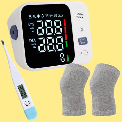 Balson AK-666 Rechargeable Digital Automatic Blood Pressure Monitor, Digital Thermometer, Hypoallergenic Knee Cap with 4-Way Stretch for Uniform Compression Bp Monitor