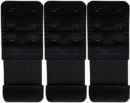 Dazr Women's Stainless Steel Hooks Bra Hook Extender with Elastic - Pack of 3 Black Hook Extender