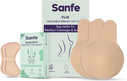 Sanfe Flix Reusable Boob Lift Cups For Breast Push Up Braless Padded A-C cup size Cotton Cup Bra Pads