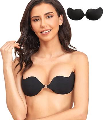 LQZ Silicone Wire Free Stick On Bra Padded Adhesive Invisible Push Up Reusable Pair Cotton Inflatable Bra Petals