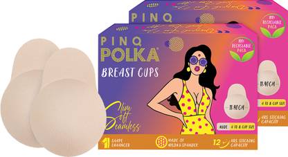PINQ POLKA Premium Reusable Boob Lift Cup for Breast Push Up,Rabbit Shape-Combo of 4 Nylon Cup Bra Petals