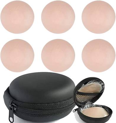 Q4S Silicone Nipple Cover Breast Pasties - Reusable Stick Bra Petal for Women's Wear Silicone Peel and Stick Bra Petals