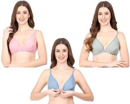 Front Open Cotton Bra Women Full Coverage Non Padded Bra