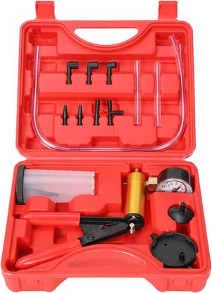 uptodateprouducts Vacuum Pump Brake Bleeder Kit for Motorcycle 16 pcs Brake System Bleeding Tools Brake Vacuum Pump
