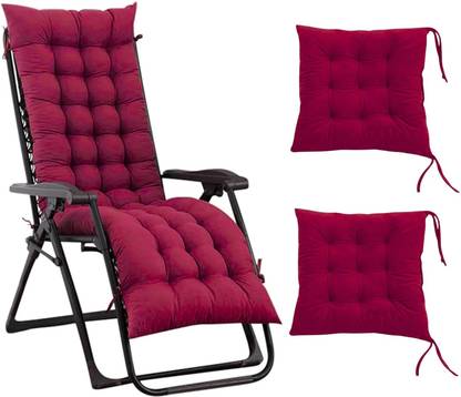 maatrikaa Straight Cotton Long Chair Pad with Two Square Cushions Breast Support Cushion