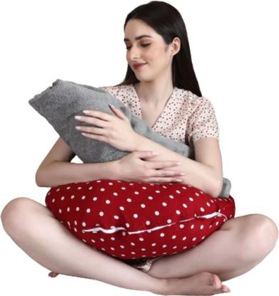 Dormyo New Born Baby Multifunction Microfibre Nursing Pillow Red Polka(22"x21.5"x8") Breastfeeding Pillow