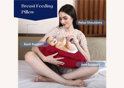 Dormyo New Born Baby Multifunction Nursing Pillow 1Kg Microfibre Red (22" x 21.5") Breastfeeding Pillow