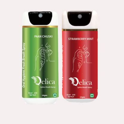 Qelica Mouth Freshner Multi Flavour Combo Paan Chuski & Strawberry Mint 10gm Spray