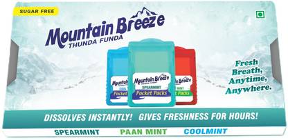 Mountain breeze Mix mint Breath Strips - Instant Freshness, 24 Strips Each Cassette (3 Cassette) Strip