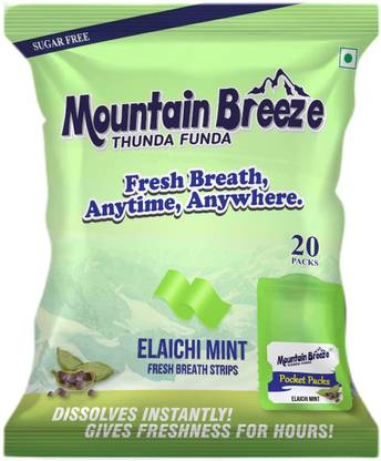 Mountain breeze Elaichimint Breath Strips - Instant Freshness, Mouth Freshener (144 Strips) Strip
