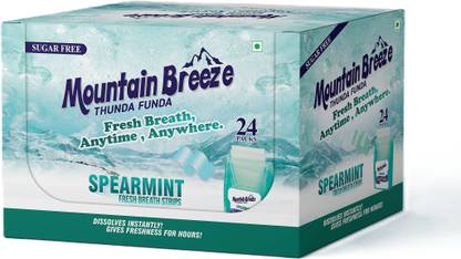 Mountain breeze Spearmint Breath Strips - Instant Freshness, Mouth Freshener (576 Strips) Strip