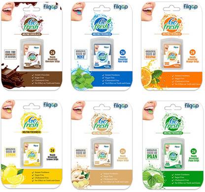 Filgap Mouth Freshener Strips for Fresh Breath 6 Flavored Sugar Free Instant Freshness Strip