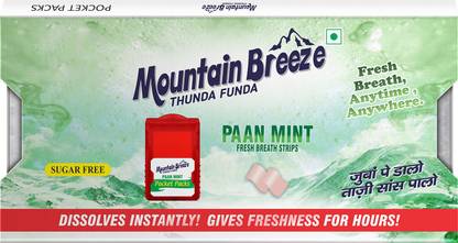 Mountain breeze Paanmint Breath Strips - Instant Freshness, 24 Strips Each Cassette (3 Cassette) Strip