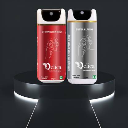 Qelica Mouth Freshner Multi Flavour Combo Strawberry Mint & Silver Elachi 10gm Each Spray