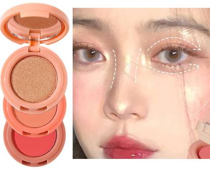 tanvi27 Matte Highlighter Blush Palette Pearly Blush Shiny Eyeshadow Multifunctional