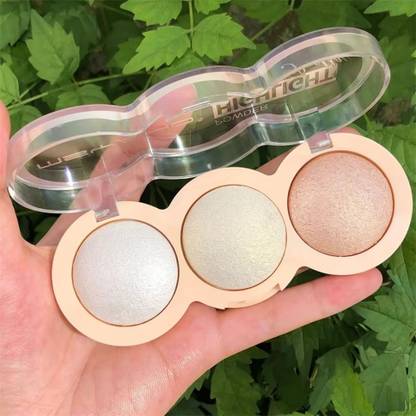 HUZURLU 3-Shade Highlighter for Women -Girls | Ultra Shimmery Glow for Face and Body