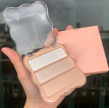 ADJD 3 Lightweight Shimmer Glow Shades Highlighter Palette for Face Makeup