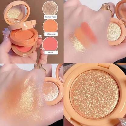 tanvi27 Shimmer Bronzer, Orange &Pink Matte Blusher Glow Face Palette