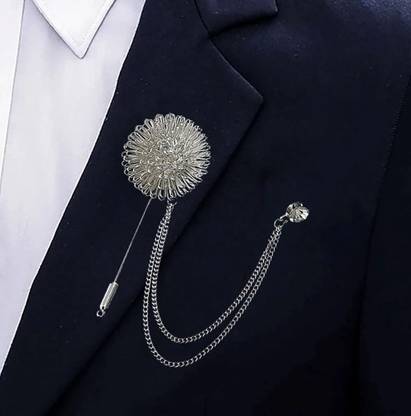 SYGA Tassel Brooch Pin with Crystal Chain(flower ball silver) Brooch