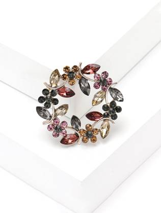 येल्लो चाइम्स Shawl Sweater Clip Saree Pin Crystal Floral Designed Brooch ब्रोच