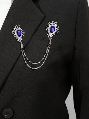 SYGA Tassel Brooch Pin with Crystal Chain(Blue Diamond) Brooch