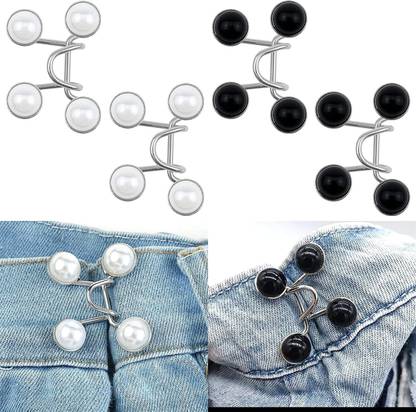 LIJIE Adjustable Waist Buckle for Pants, Instant Jeans Button Pins Pack Of 4 Brooch
