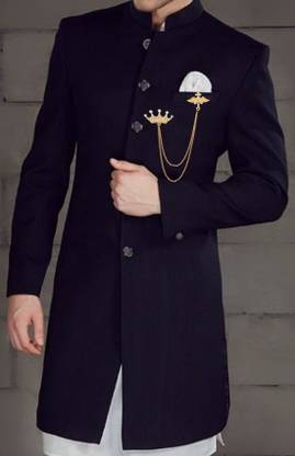 mahi Fashionable Double Chain Crown Wing Brooch Lapel Pin Brooch