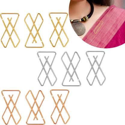 THANU'S CRAFT Clip on Safety saree pin Hijab pin for Women and Girls Multipurpose Brooch