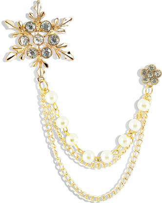 groomiverse Alluring White Flash Brooch With Pearl-fect Gems Brooch