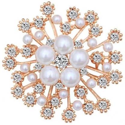 Verilux Antique Rhinestone Pearl Snowflake Brooch Pin Elegant Jewelry Gift for Women Brooch