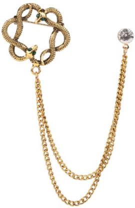 the tie hub Gold Snake Round Chain Lapel Pin Brooch