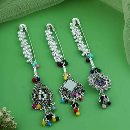 Gajanand Enterprise Fancy Oxidised Sari Pin/Safetypin For Women Brooch