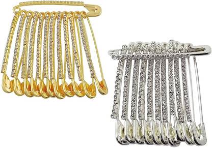 AMACO Stones Saree Pin Hijab Brooch Pin Set Design Sari Safety Pins for womens Brooch Brooch