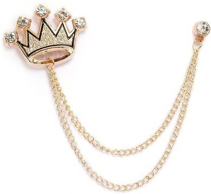 TREXEE Golden Crown Brooch for Men Coat & Blazer Lapel Pin for Stylish Looks Brooch