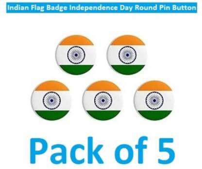 SINAL Pack of 5 Indian Flag Badge Independence Day Round (IBB4.1) Brooch