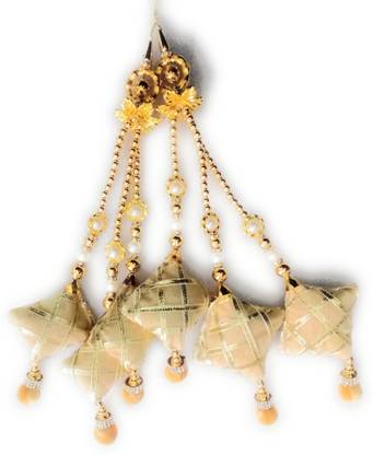 hangin latkan 'lehenga Hanging Tassel latkan (set of 2]Golden & fabric golden fancy pearl latkan tassle Brooch