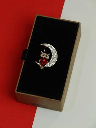 TOSSIDO Red & Silver Owl Brooch Brooch