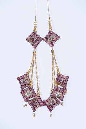 Ethnic at ease Wine Color Handmade Velvet Hanging Tassel latkan for heavy lehenga Brooch